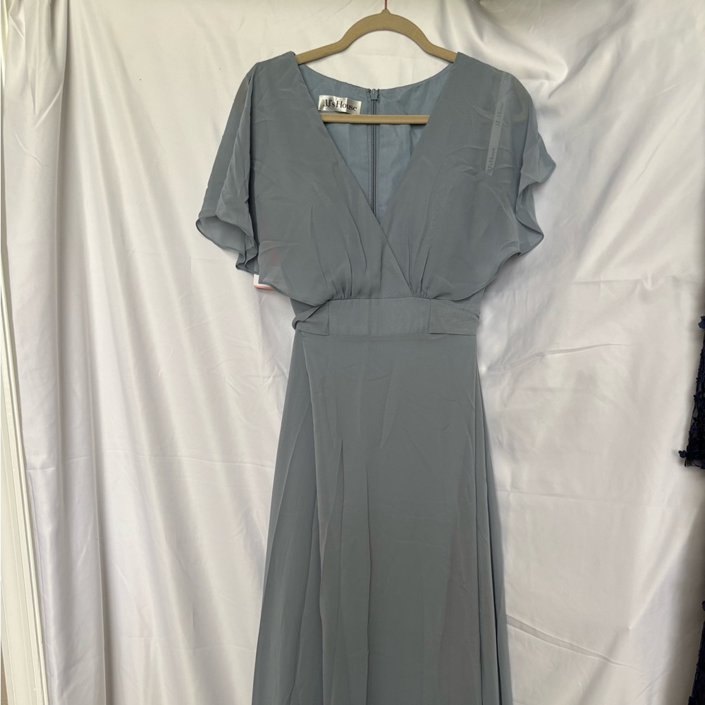 JJs House Slate Blue V-Neck Flutter Sleeve Maxi Dress